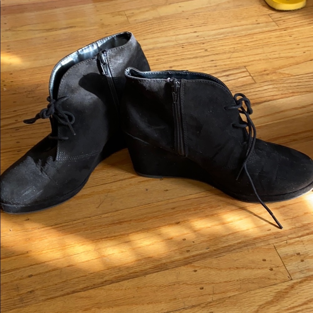 Black high-heeled booties